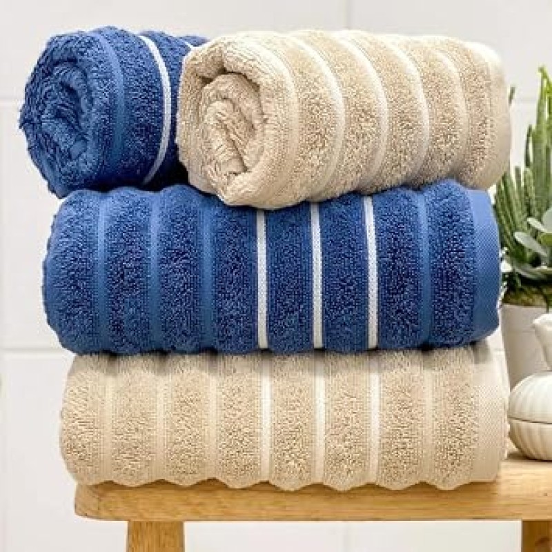 Jogo de Toalha Ondas 100% Algodão 450g/m² 4 Peças Banho e...