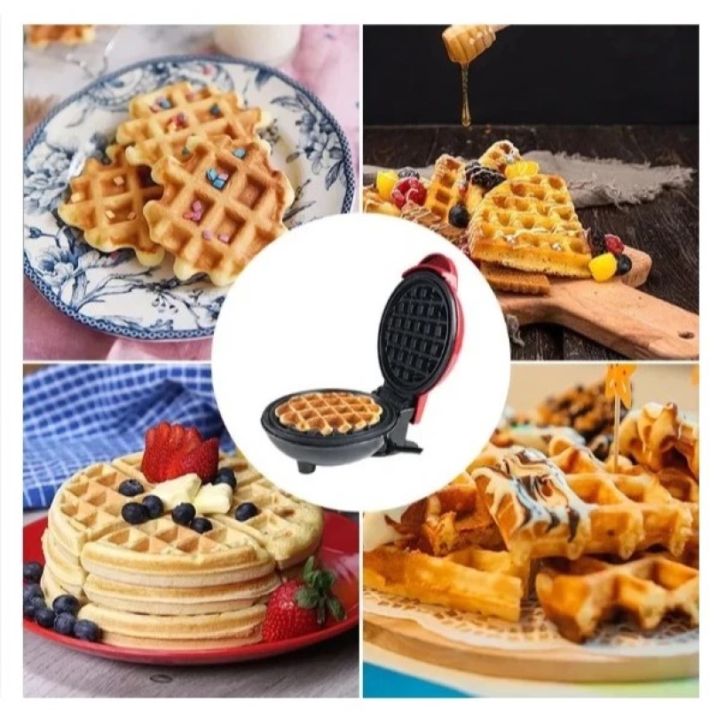 Mini Máquina de Waffles Elétrica Portátil Casa Cozinha Fa...