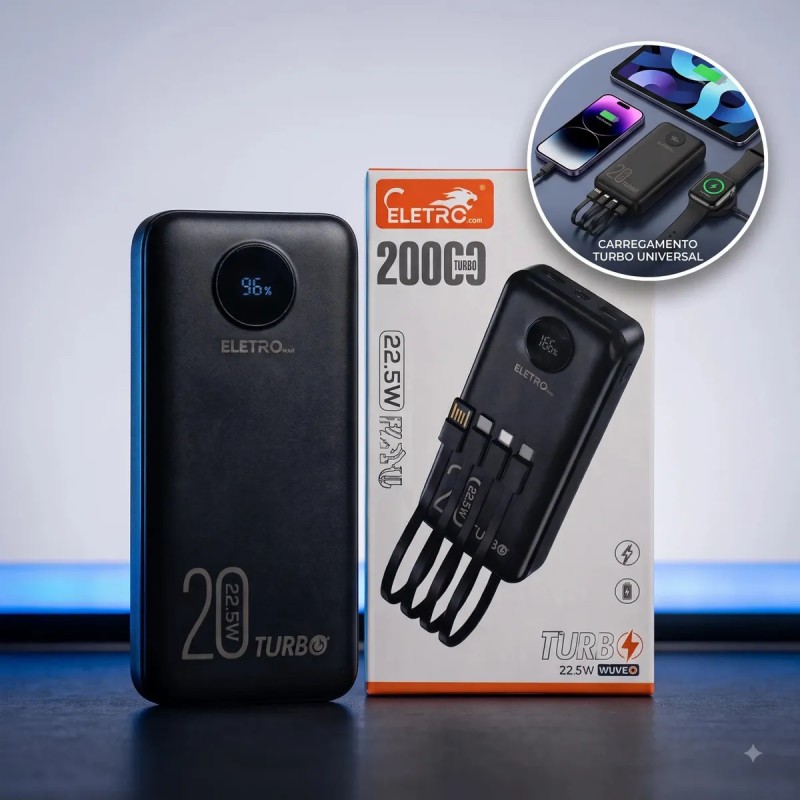 Carregador Portátil Davely Power Bank 20000mAh Turbo para...
