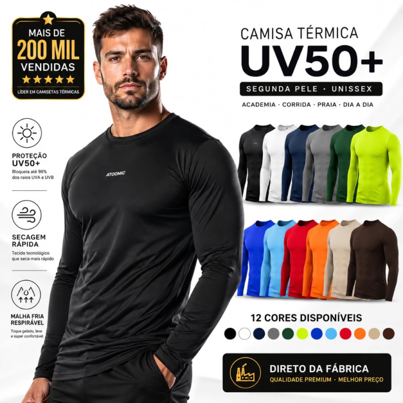 Camisa Térmica Proteção Uv 50+ Segunda Pele Camiseta Malh...