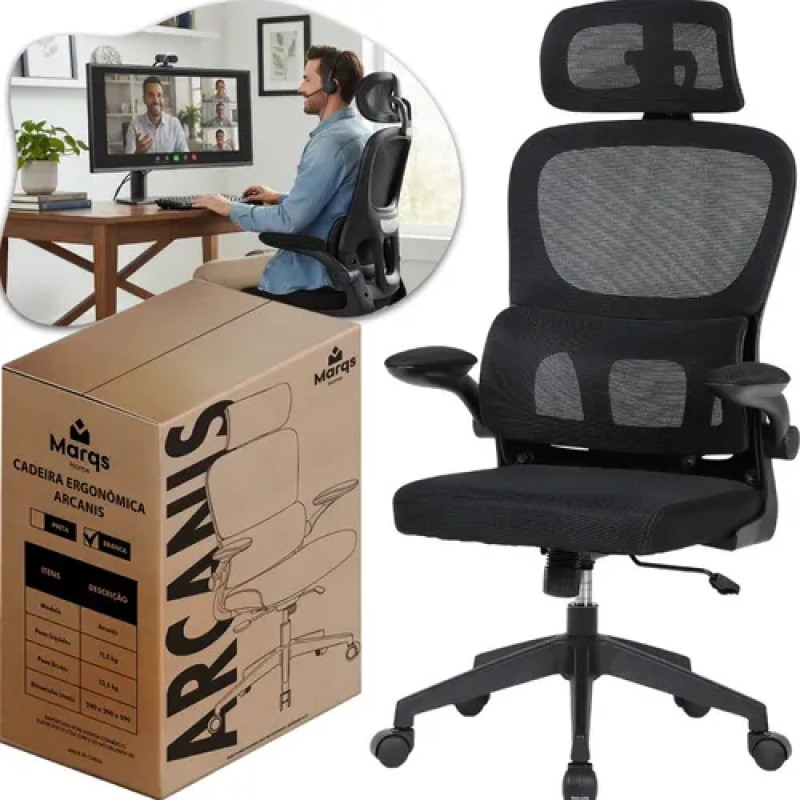 Cadeira Escritório Presidente Ergonômica NR17 Marqs Home ...