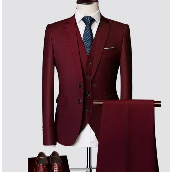 Terno masculino slim Bordo( Paletó e calça)Oxford - Corte Italiano 2 Botões