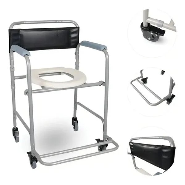Cadeira De Banho Adulto Em Aço Dobravel 100 Kg D30 Dellamed