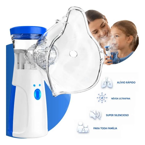 Inalador Nebulizador Portátil Sem Fio Usb Pilha Silencioso Aparelho Inalação Compacto Bivolt Nebulizador