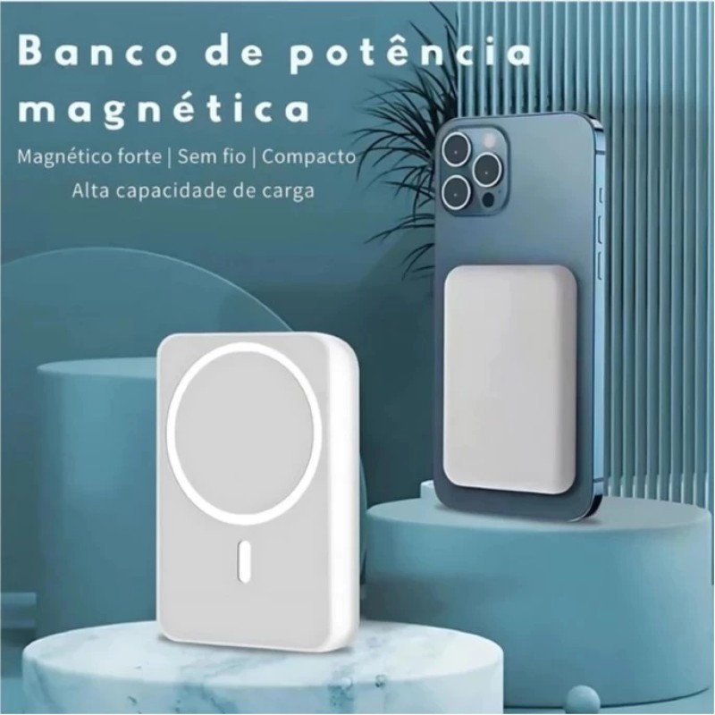 Carregador Portátil Indução para iPhone/Android Magsafe S...