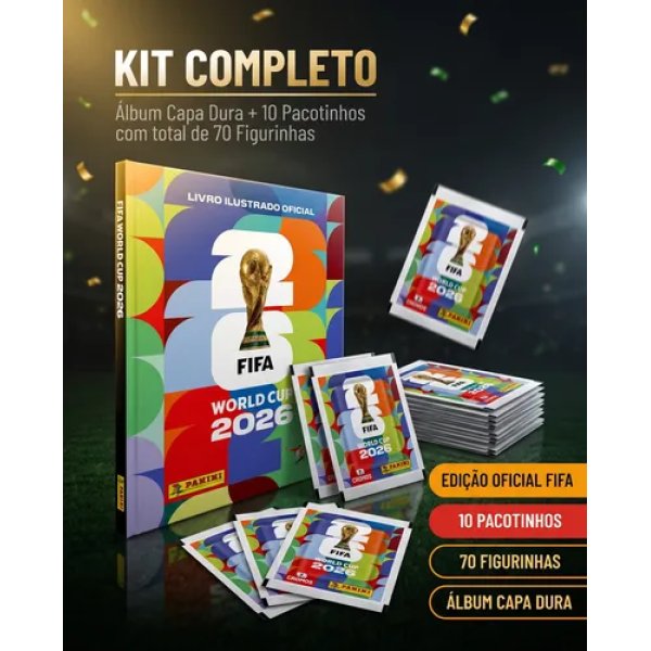 Kit 70 Figurinhas + Álbum Copa Do Mundo Fifa 2026 Panini