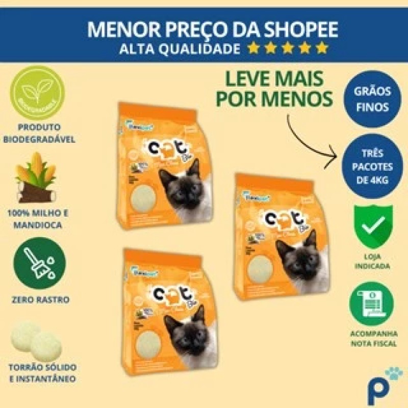 Areia Higiênica Biodegradável Catbio 12 Kg (3 pacotes de ...