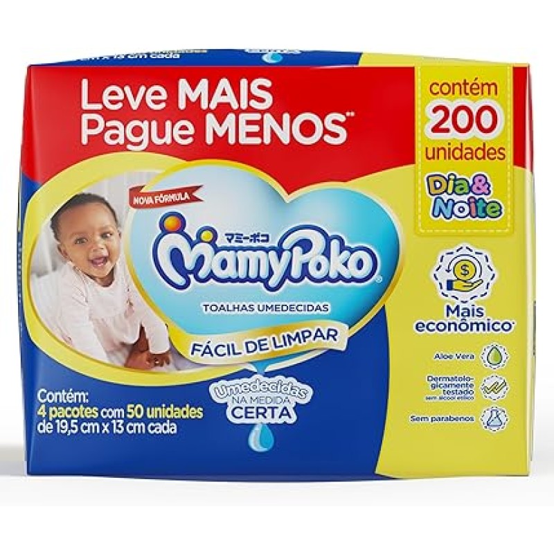 MamyPoko Lenços Umedecidos Dia&Noite 200 Unidades