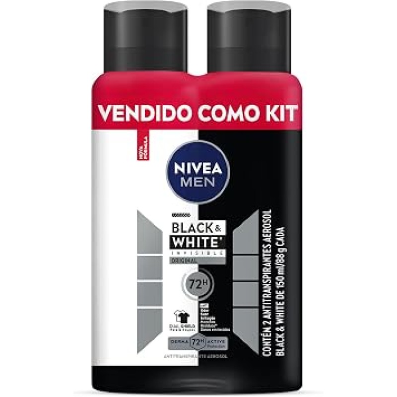 Kit NIVEA Desodorante Aerosol Men Black&White Invisib...