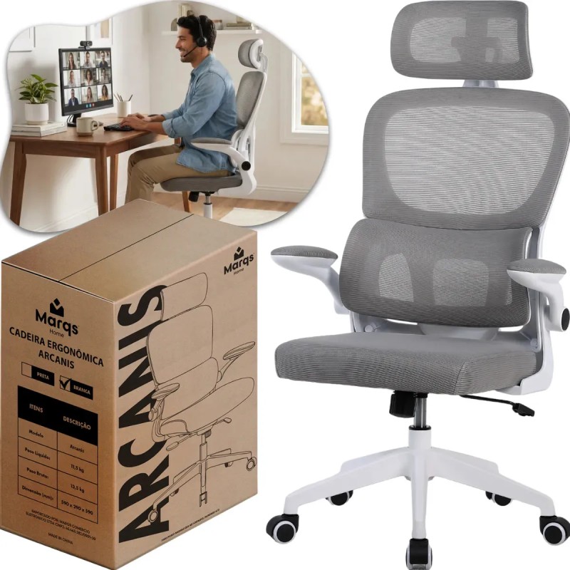 Cadeira Escritório Presidente Ergonômica NR17 Marqs Home ...