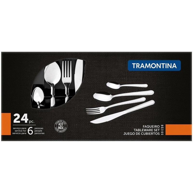 Jogo De Talheres Tramontina Colher Faca Garfo 24 Peças Bú...
