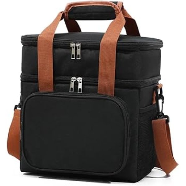 Bolsa Termica Marmita Lancheira Grande Alça Ombro Trabalho Passeio Academia Dois Andares (Bolsa Preta)