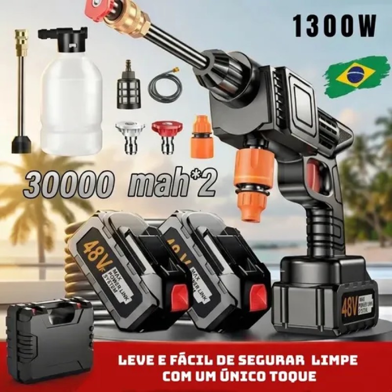 Lavadora A Jato De Alta Pressão Portátil Recarregável + M...