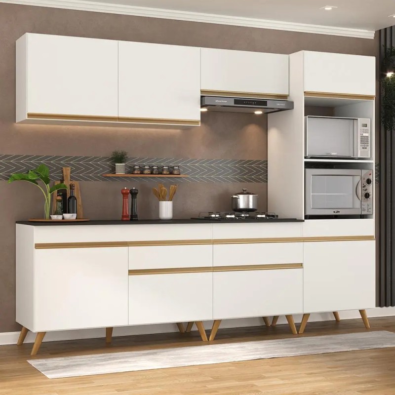 Armário de Cozinha Completa Modulada Retrô 5 peças Balcão...