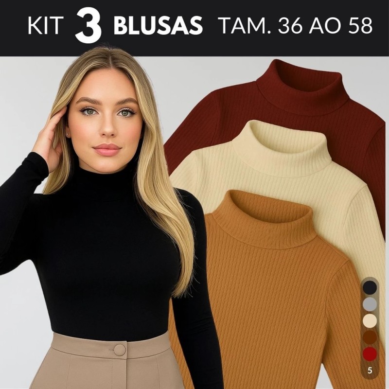 KIT 3 Blusa Termica Feminina Blusa De Frio Feminina Blusa...
