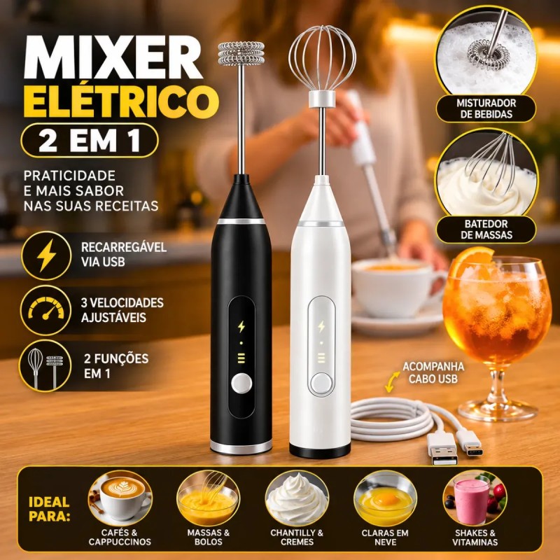 Mini Mixer Misturador De Bebidas Elétrico 2 Em 1 Portátil...