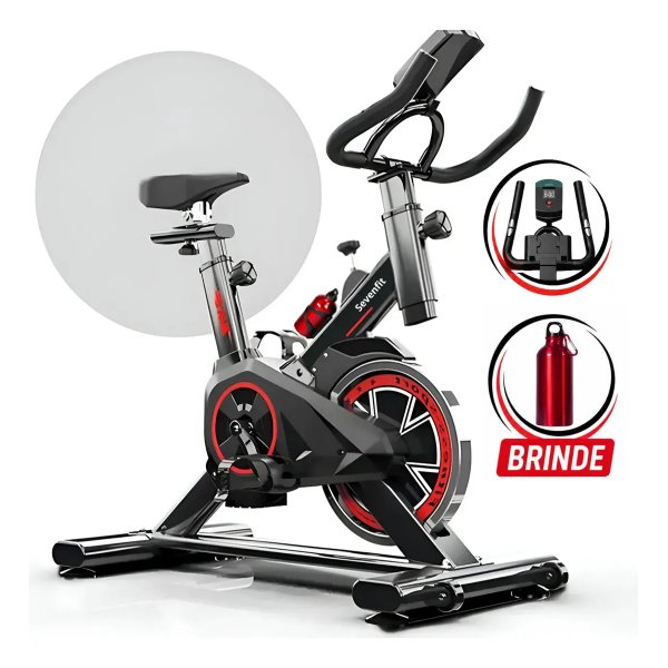 Bicicleta Ergométrica Bike Spinning 6kg Sensação inércia Fitness Preto e Vermelho Sevenfit Para Cardio E Musculação