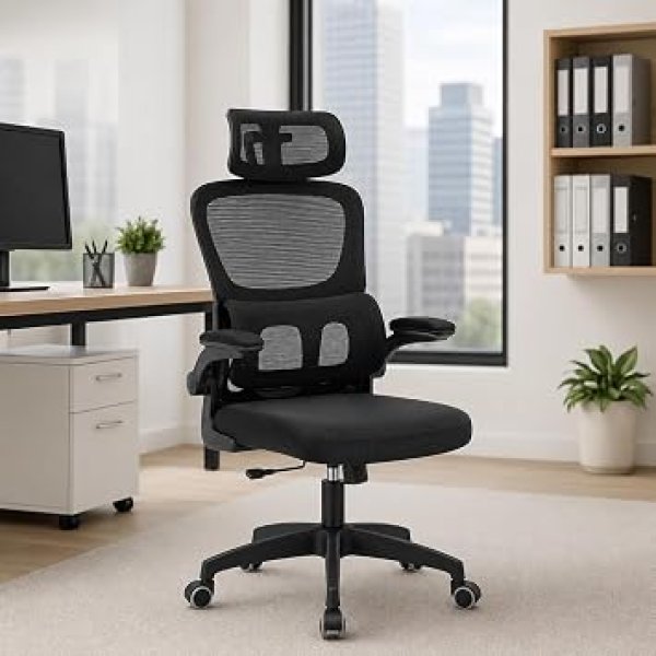 Cadeira de Escritório Suporte Lombar Ergonômico Malha Respirável Mesh Apoio Cabeça Confortavél Art Cadeiras Presidente Premium