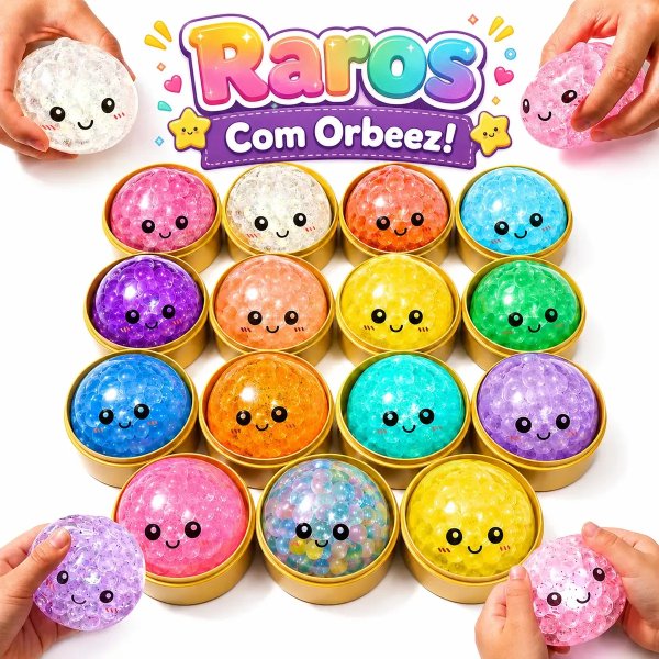 Taba Squishy Surpresa Raro Com Orbeez Popsy Fidget Toys Diferente E Colorido Com Bolinhas Antistress