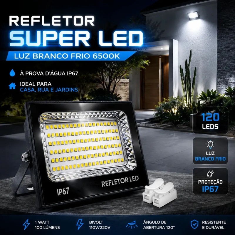 Kit 2 Refletor Super Led 400w Ip67 Holofote Bivolt Prova ...