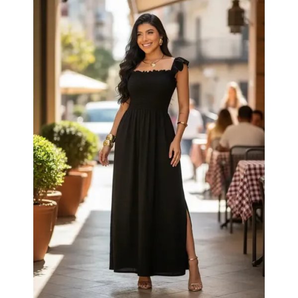 Vestido Longo Casual Soltinho Alcinha Verao Festa Evangelico