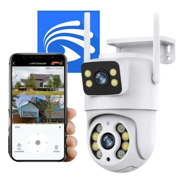 Câmera Dupla Segurança Wifi Ip Externa Lente 6mp App Yoosee