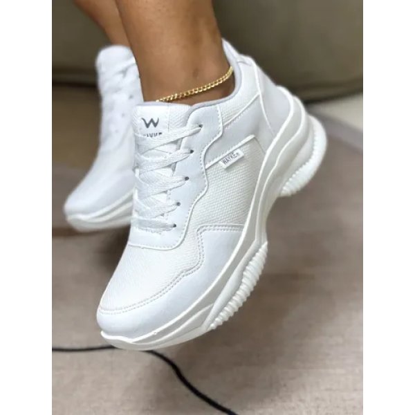 Tênis Branco Feminino Casual Plataforma Lançamento Wayke