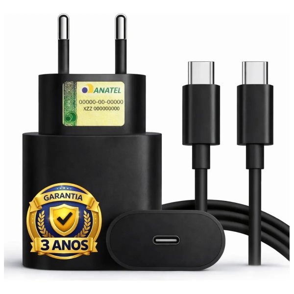 Carregador Turbo de Parede Boyu Cell com Cabo USB-C para Samsung e Motorola