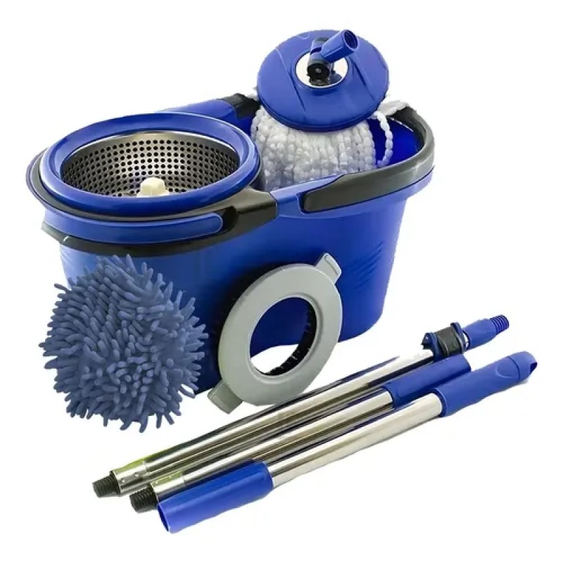 Esfregão Perfect Pro Mop 360° Balde Inox Cabo Longo Micro...