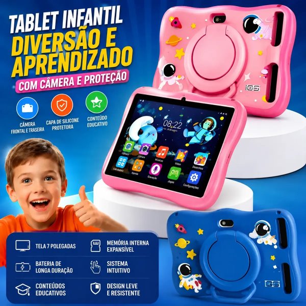 Tablet Infantil Kids Para Criança Com Youtube E Play Cor Ros
