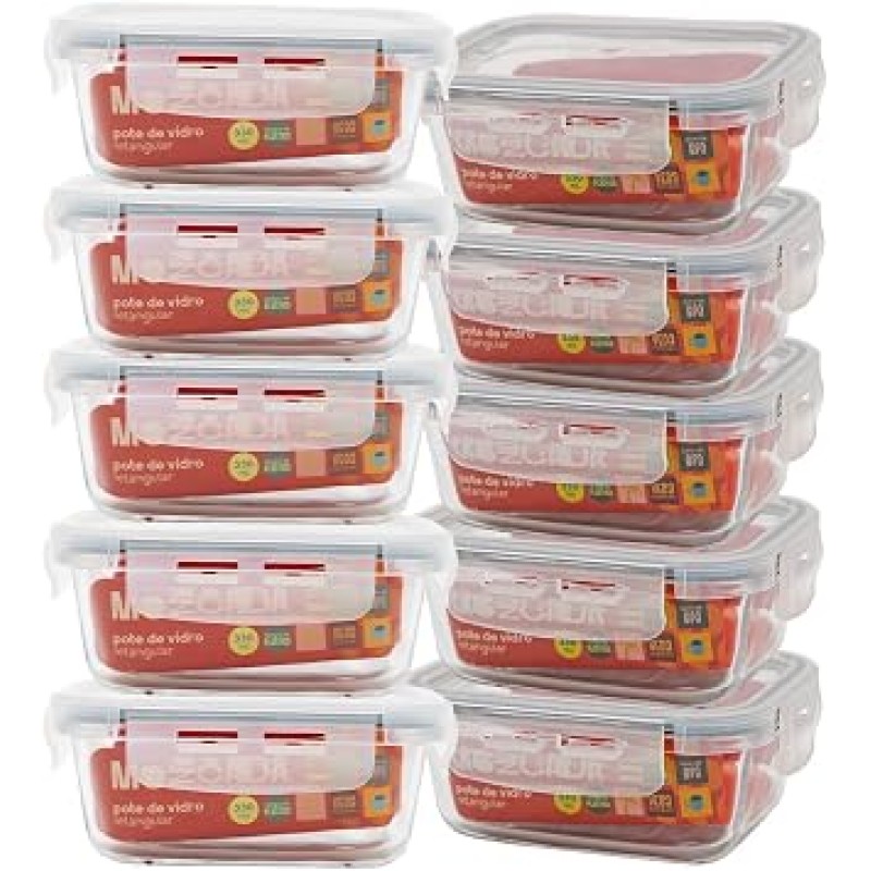 Mozcada - Kit 10 Potes de Vidro Marmita 330ml Hermético c...