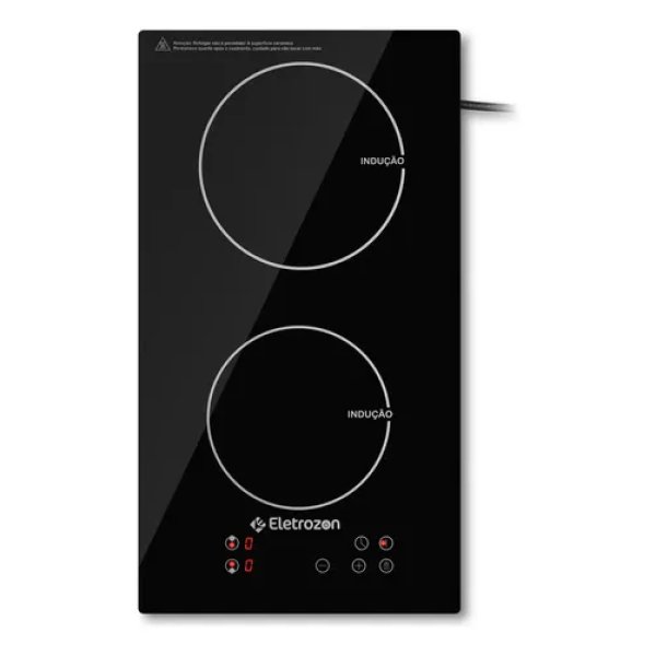 Cooktop De Indução 2 Bocas Preto Com Trava De Segurança Painel Touch Screen