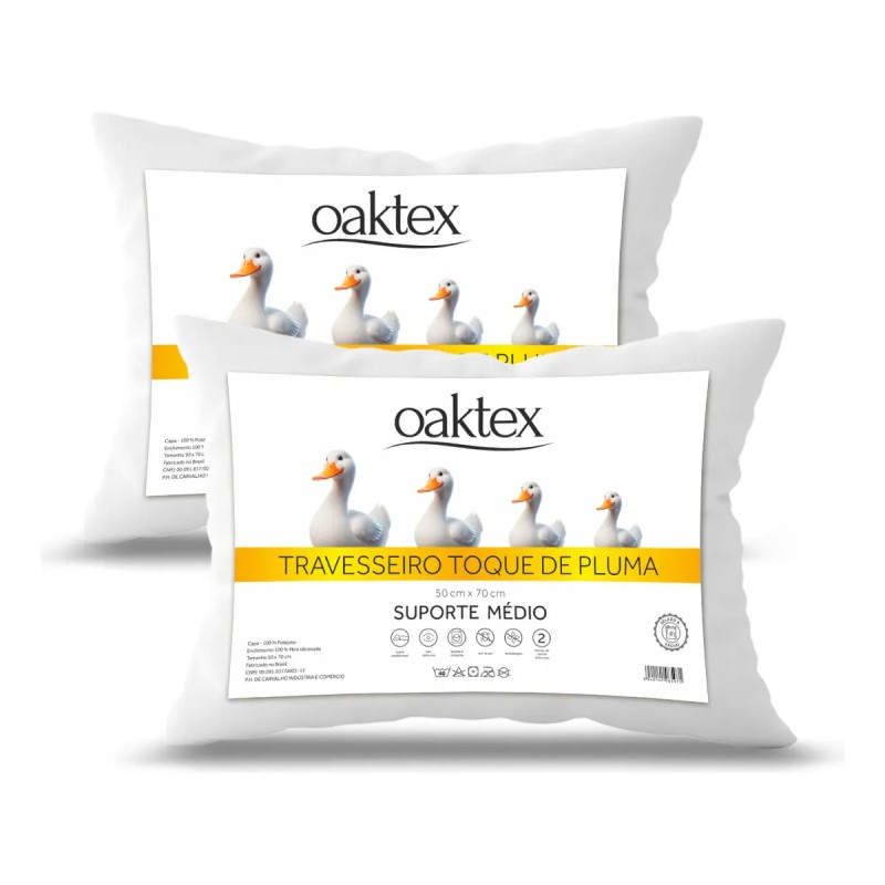Kit 2 Travesseiros 70x50 Antialérgico Lavável Fibra Silic...