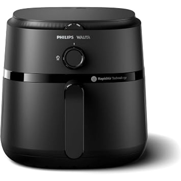 Philips Walita Fritadeira Airfryer Série 1000 XL - 6,2 litros, Tecnologia RapidAir, 12 Modos de Preparo, Até 90% Menos Óleo, 2 anos de garantia, Controle Analógico, Preta, 110v (NA130/00)