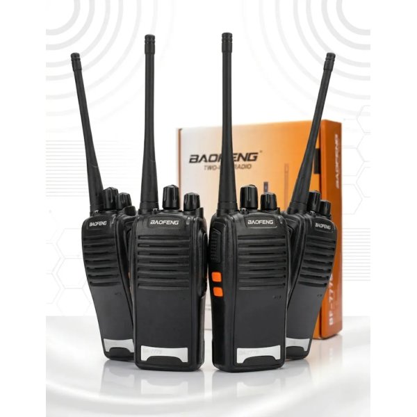 Kit 4 Rádio Comunicador Baofeng Walkie Talkie BF-777S Profissional 16 Canais 16ch 5W Longo Alcance Até 12km Preto - Hardline