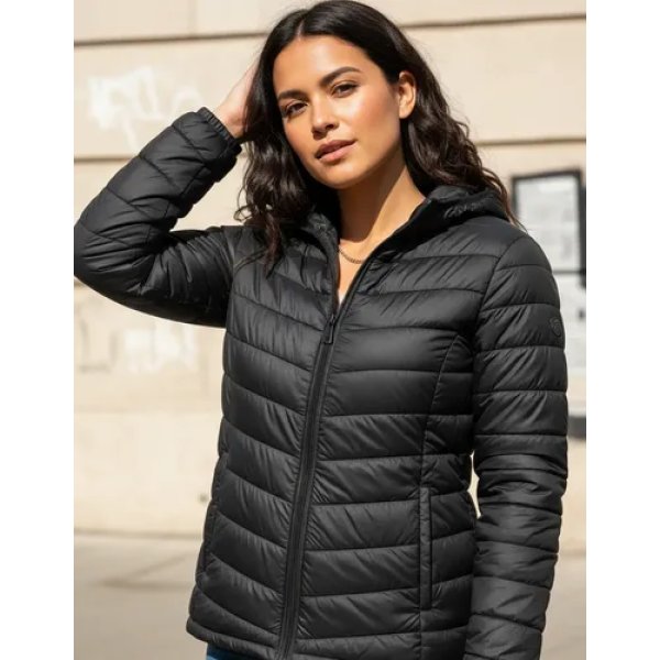 Jaqueta Puffer Feminina Capuz Zíper Bobojaco Impermeável