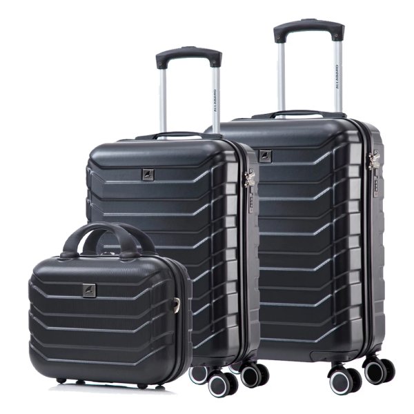 Kit 3 Unidades Mala Bordo Viagem Com Frasqueira Padrão ANAC Rígida ABS - Várias Cores