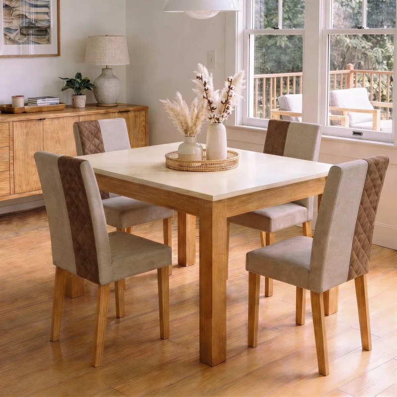 Mesa De Jantar Mdf 4 Lugares Retangular Moderna - Blue Moby