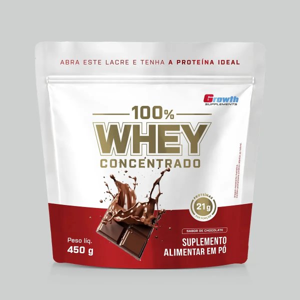 100% Whey Concentrado 450g Growth Supplements Chocolate