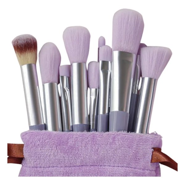 Kit Pincel De Maquiagem Com 13 Unidades Sombra Blush Cor Roxo