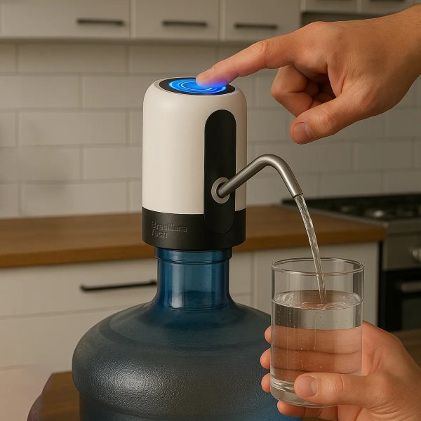 Bomba Galão Elétrica Para Garrafão De Água Bebedouro Elétrico Filtro Recarregável Sem Fio Portátil Automática Bateria Longa Duração Fluxo Estável Fácil Instalação Uso Casa Escritório Brasiliana Tech