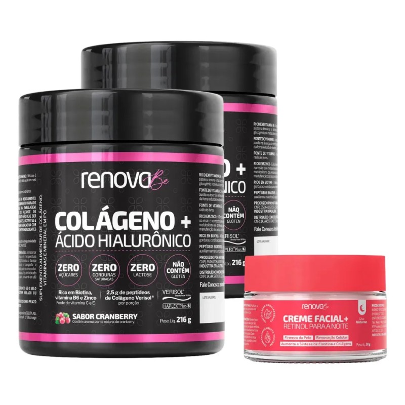 Kit 2x Colágeno + Ácido Hialurônico Verisol Renova Be Col...