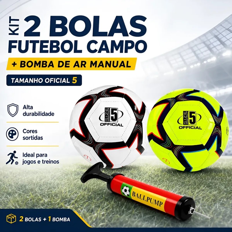 Kit 2 Bolas Futebol Campo Capotão Infantil + Bomba De Ar Top