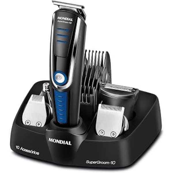 Aparador de Pelos Super Groom 10, Mondial, Preto/Azul, 6W, Bivolt - BG-03