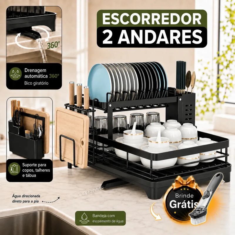 Escorredor De Louça Secador De Pratos Cozinha Aço Inox Pr...