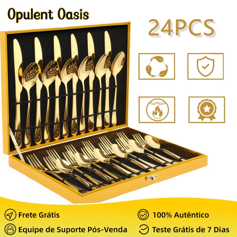 Opulent Oasis Kit Jogo Talheres Inox 24pçs Slim faqueiro ...