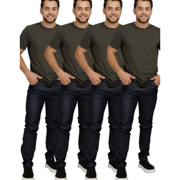 Calças Jeans Masculina Kit Com 4 Trabalho Elastano Lycra