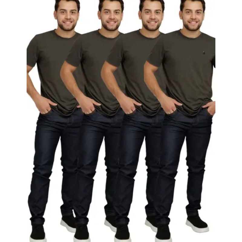 Calças Jeans Masculina Kit Com 4 Trabalho Elastano Lycra