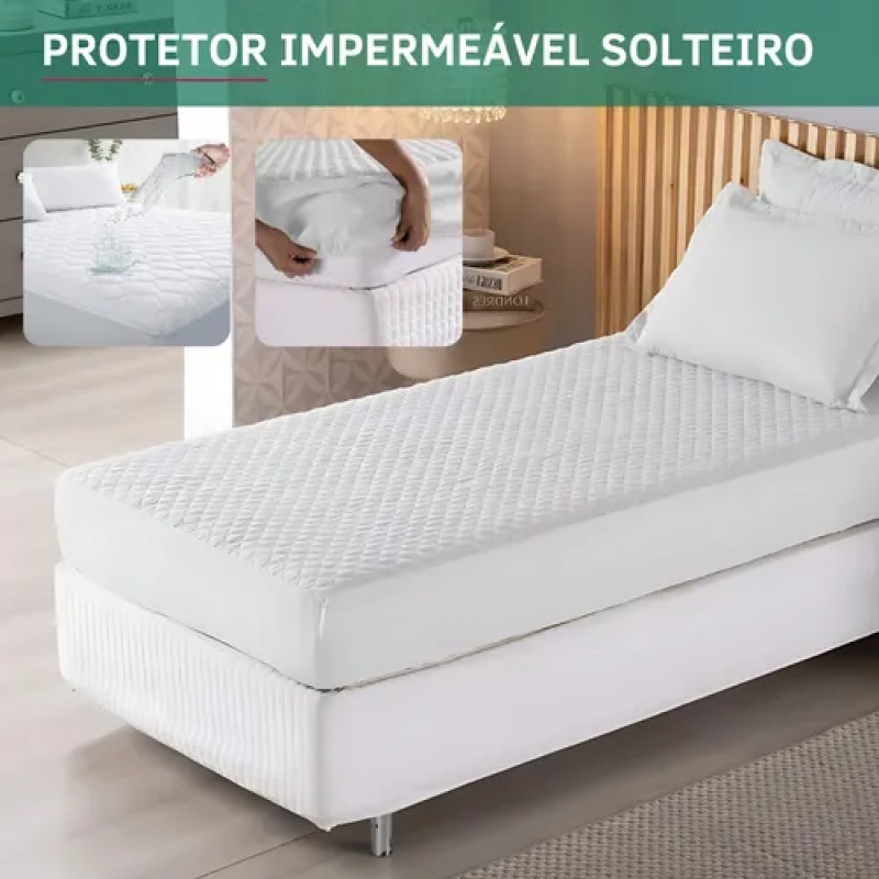 Protetor De Colchão Impermeável Solteiro Matelado Resiste...