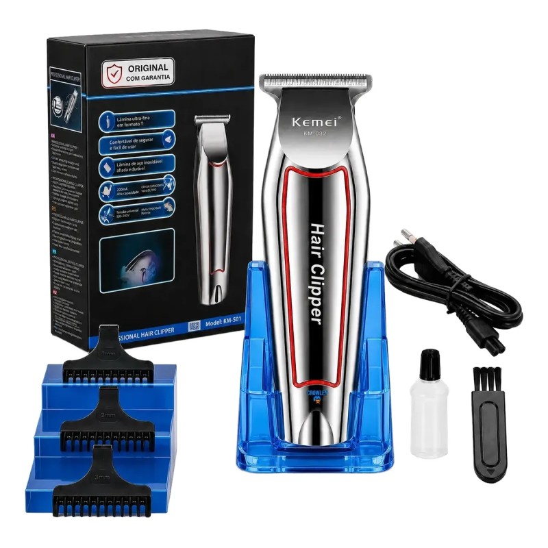 Maquina Acabamento Cortar Cabelo Barba E Pelos Kemei 032